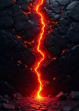 Lava Crack in Dark Rock