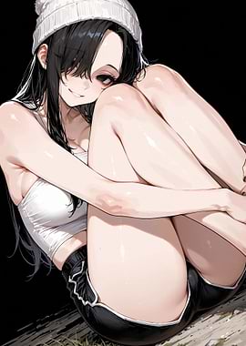 Anime Girl in White Top and Shorts