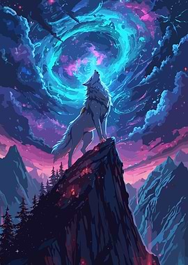 Howling Wolf on Mountain Peak