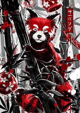 Red Panda in Bamboo Forest Art