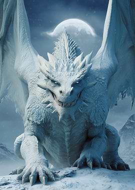Icy Dragon Under Moonlight