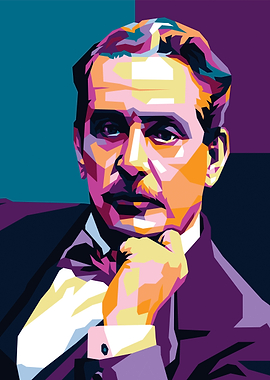 Giacomo Puccini Colorful Portrait of a Man