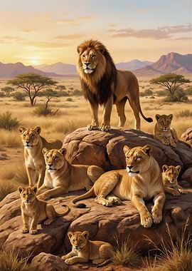 Lion Pride on the African Savannah