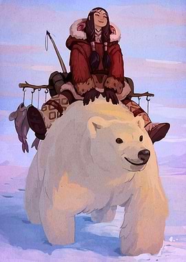 Girl Riding a Polar Bear