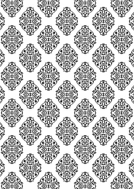 Black and White Ornamental Diamond Scrollwork