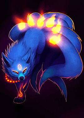 Mystical Nine-Tailed Fox Illustration