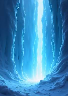 Ice Cave with Light Beam