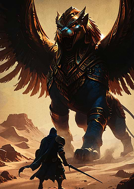 Sphinx Confrontation Desert Landscape