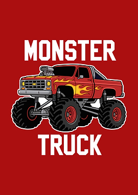 Red Monster Truck Cartoon Illustration