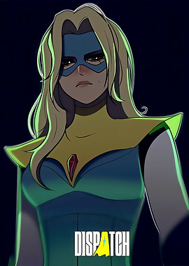 Blonde Superheroine with Mask