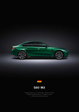 G80 M3 Car Poster