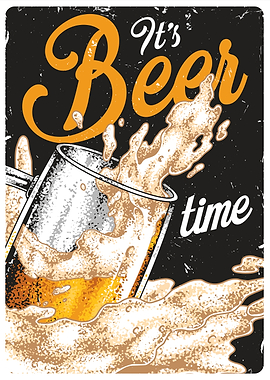 It's Beer Time Vintage Poster