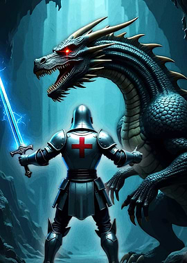 Knight and Dragon Confrontation