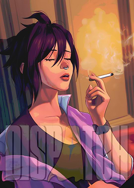 Woman Smoking Cigarette Digital Art