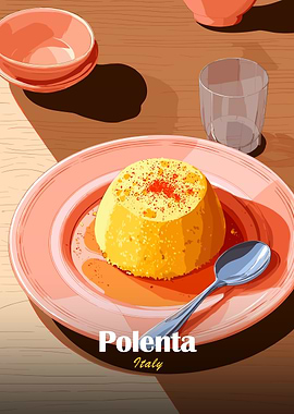 Polenta Dish Still Life Illustration