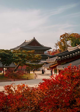 Changdeokgung Palace in Autumn in Seoul, South Korea