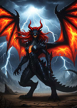 Dragon Woman Fiery Wings