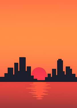 Cityscape Sunset Silhouette