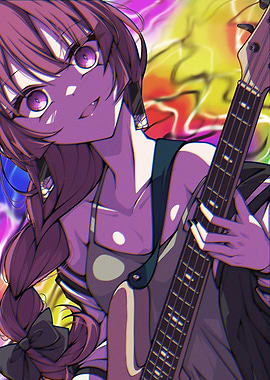 Anime Girl Playing Electric Guitar