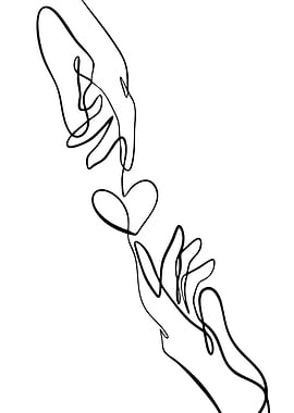 Minimalist Hands Reaching for Heart