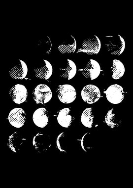 Moon Phases Black and White