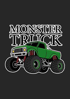 Green Monster Truck Cartoon Illustration