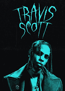 Travis Scott Teal Portrait