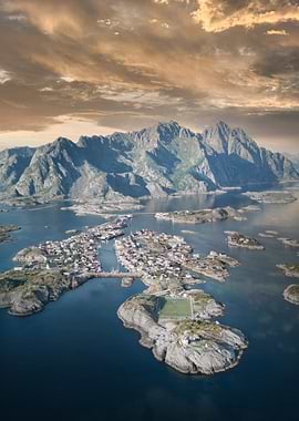 Aerial view of Henningsvær, Norway