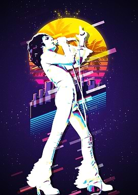 Freddie Mercury Retro 80s Art