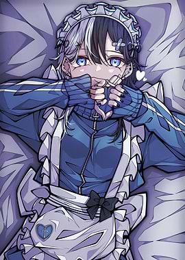 Anime Boy Maid Outfit Lying Down
