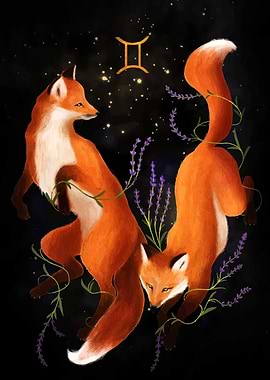 Gemini Foxes with Lavender