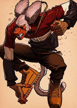 Anthropomorphic Character in Action Pose