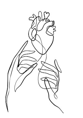 Heart and Hands Line Art