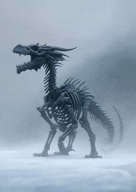 Dragon Skeleton in the Snowstorm