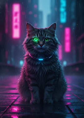 Cyberpunk Neon Cat