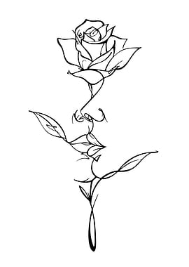 Rose and Face Line Art