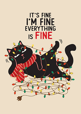 It's Fine Cat Christmas Lights