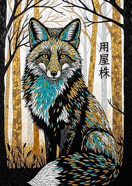 Fox in Forest Mosaic Art
