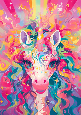 Colorful Unicorn Portrait with Starry Details
