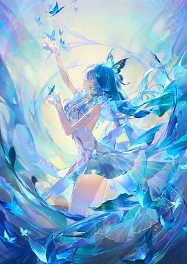 Blue Butterfly Girl Digital Art
