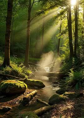 Sunlit Forest River