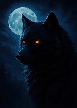 Wolf under the moonlight