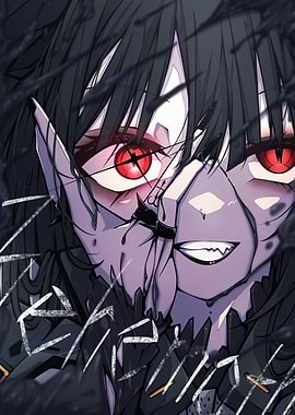 Intense Red-Eyed Character Portrait