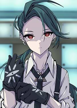 Anime character with gloves and tie