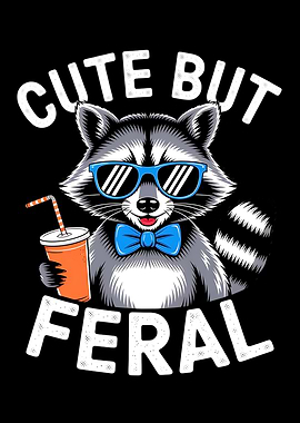 Cute But Feral Raccoon Illustration