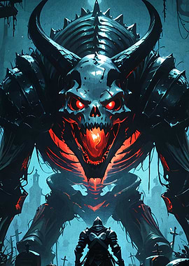 Knight facing demonic monster