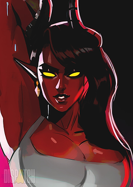 Red-skinned Demon Woman Digital Art