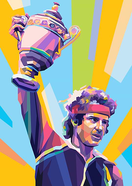 John McEnroe in colorful illustration style