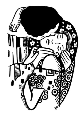 Black and White Kiss Illustration