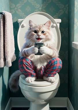 Bathroom Cat's Digital Pause